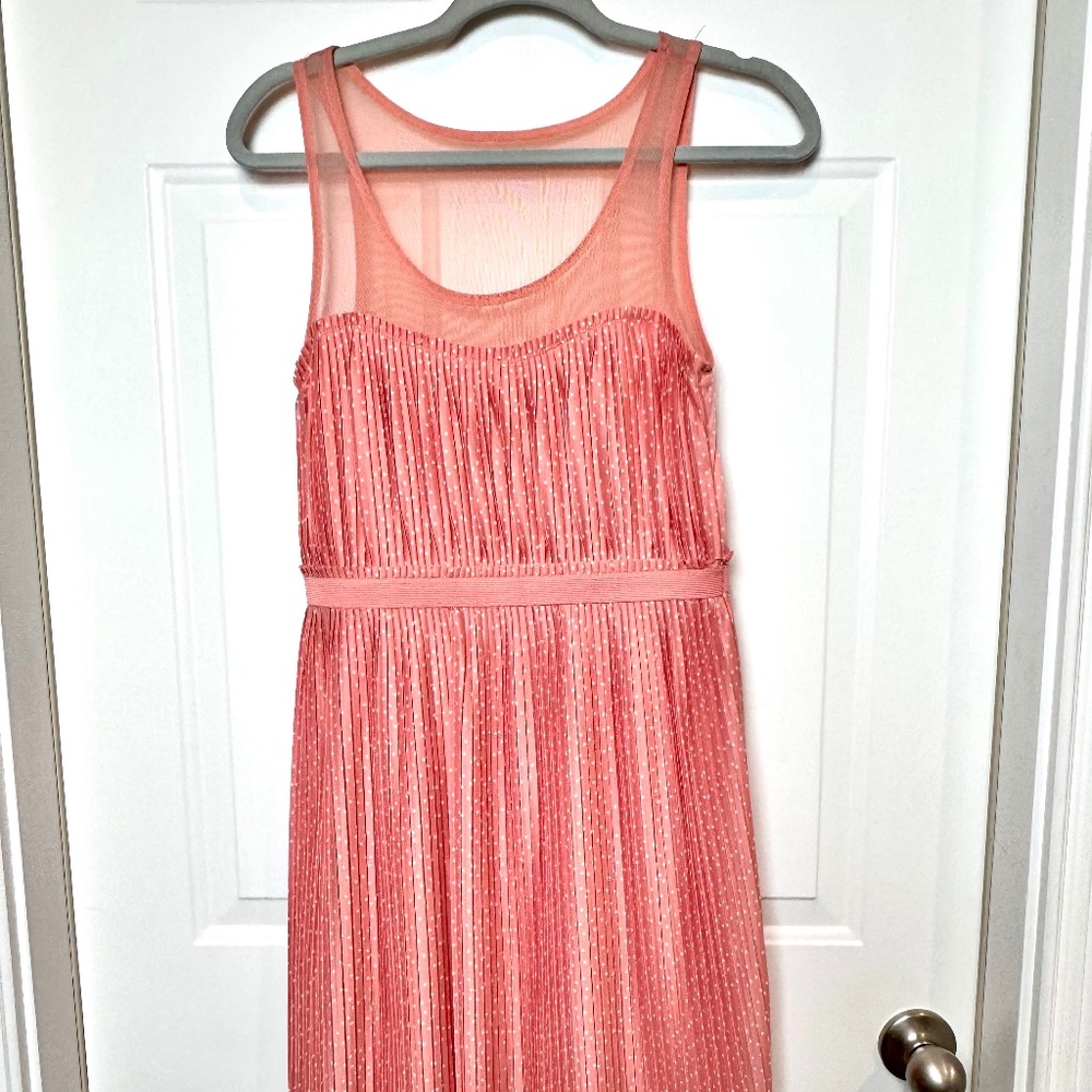 NWT Lauren Conrad "Laguna Sunrise" Sleeveless Dotted Pleated Dress, Size S